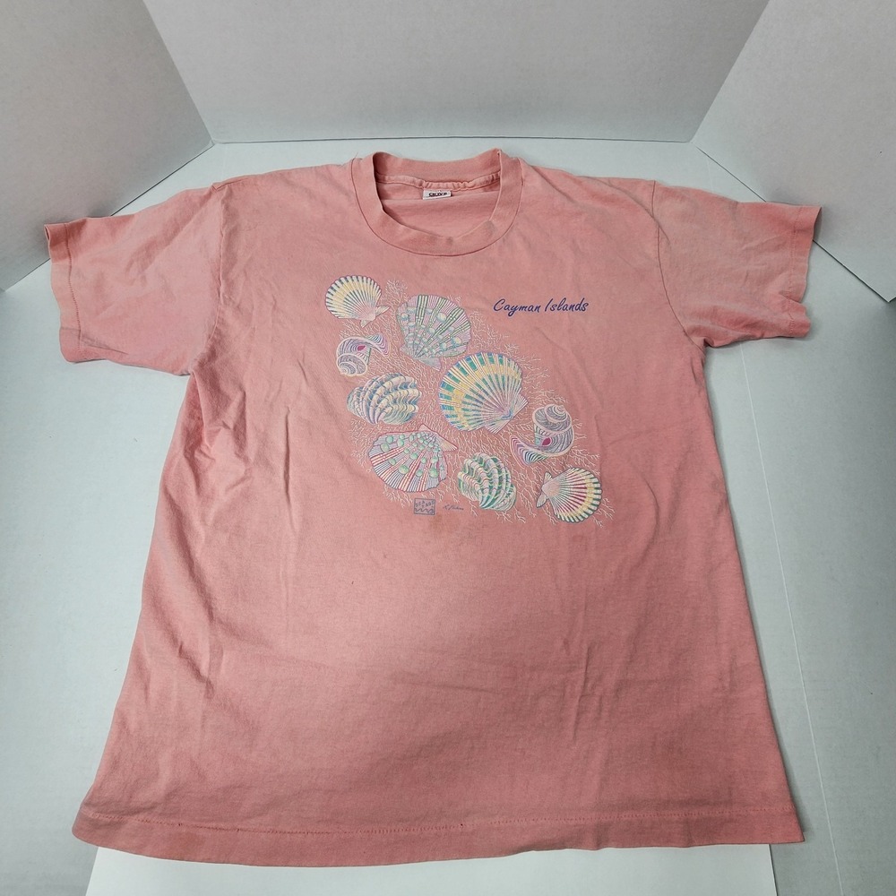 Vintage Cayman Islands Souvenir XL T-Shirt Raised Print Sea Shells Single Stitch
